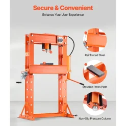 VEVOR Hydraulic Shop Press, 50 T H-Frame Pneumatic Shop Press with Press Plate & Triangular Support, Stable Garage Floor Adjustable Hydraulic Press with Relief Valve, Fit for Bending & Straightening