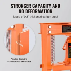 VEVOR Hydraulic Shop Press, 12 Ton H-Frame Hydraulic Garage/Shop Floor Press, Adjustable Shop Press with Press Plates, Heavy Duty Hydraulic Press for Garage, Shop, Workshop
