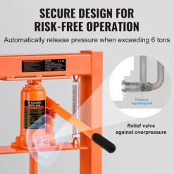 VEVOR Hydraulic Shop Press, 6 Ton H-Frame Hydraulic Garage/Shop Floor Press, Adjustable Shop Press with Press Plates, Heavy Duty Hydraulic Press for Garage, Shop, Workshop