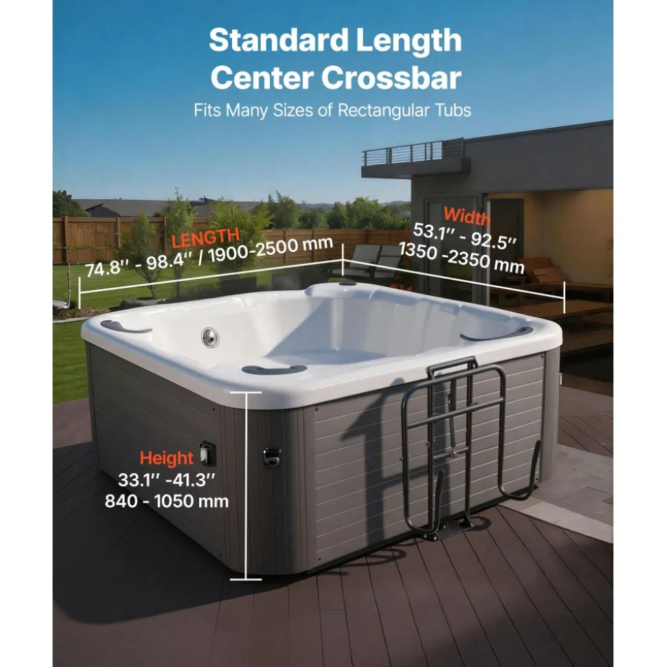 VEVOR Hydraulic Spa Cover Lift, Hot Tub Cover Lift, Adjustable Height 33.1 to 41.3 in and Width from 53.1 to 92.5 in, Mounted Underneath on One Side, Compatible with Various Sizes of Hot Tubs & Spas