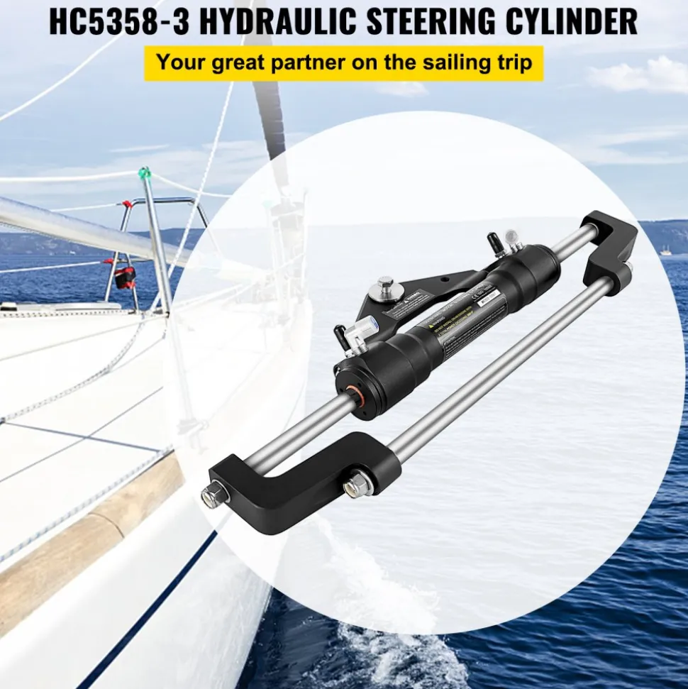 VEVOR Hydraulic Steering Cylinder 300HP, Hydraulic Steering, Front Mount, Hydraulic Outboard Steering Cylinder for Marine Boat Steering System