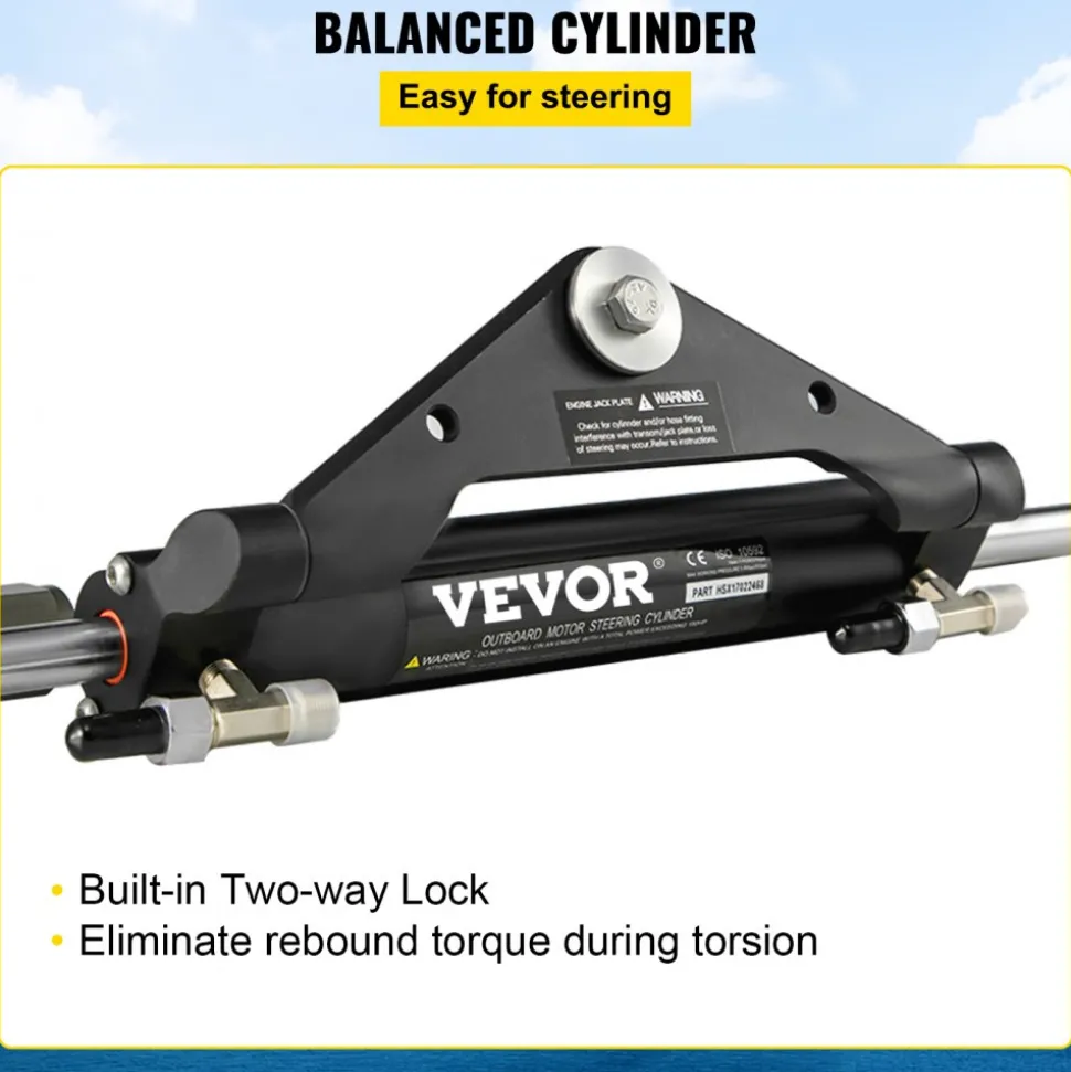 VEVOR Hydraulic Steering Cylinder HC4645H Front Mount Hydraulic Outboard Marine Steering Cylinder Suit for Up to 150HP Boats Steering