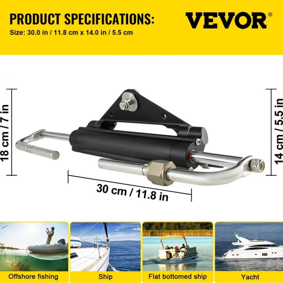 VEVOR Hydraulic Steering Cylinder HC4645H Front Mount Hydraulic Outboard Marine Steering Cylinder Suit for Up to 150HP Boats Steering