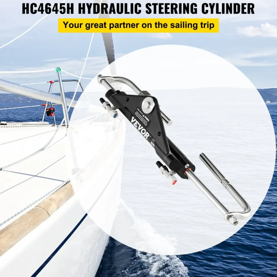 VEVOR Hydraulic Steering Cylinder HC4645H Front Mount Hydraulic Outboard Marine Steering Cylinder Suit for Up to 150HP Boats Steering