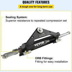 VEVOR Hydraulic Steering Cylinder HC4645H Front Mount Hydraulic Outboard Marine Steering Cylinder Suit for Up to 150HP Boats Steering