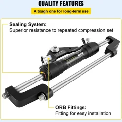 VEVOR Hydraulic Steering Cylinder 300HP, Hydraulic Steering Front Mount Hydraulic Outboard Marine Steering Kit Without Hydraulic Hose and Helm for Outboards Boat Steering System