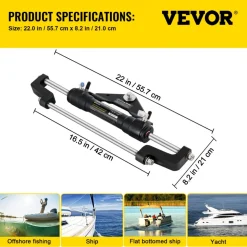 VEVOR Hydraulic Steering Cylinder 300HP, Hydraulic Steering Front Mount Hydraulic Outboard Marine Steering Kit Without Hydraulic Hose and Helm for Outboards Boat Steering System