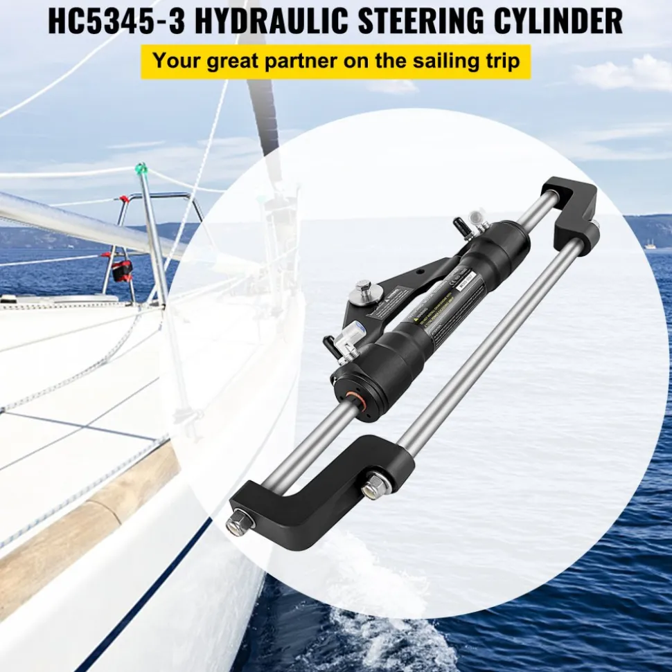 VEVOR Hydraulic Steering Cylinder 300HP, Hydraulic Steering Front Mount Hydraulic Outboard Marine Steering Kit Without Hydraulic Hose and Helm for Outboards Boat Steering System