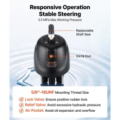 VEVOR Hydraulic Steering Helm Pump 150 HP Outboard Hydraulic Pump for Boats, Marine Boat Steering System, 2.5 MPa Max Work Pressure, Aluminum Alloy Housing, Built-in Lock Valve, Replaceable Shaft Seal