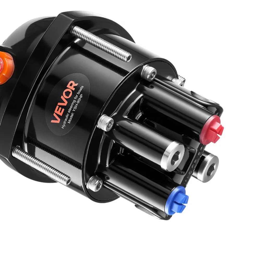 VEVOR Hydraulic Steering Kit, 90 HP, Marine Boat Hydraulic Steering System, with 6.9 MPa/1000 psi Helm Pump, Two-Way Lock Cylinder, and 20 ft High-Strength Hoses, for Single Station, Single-Engine Use