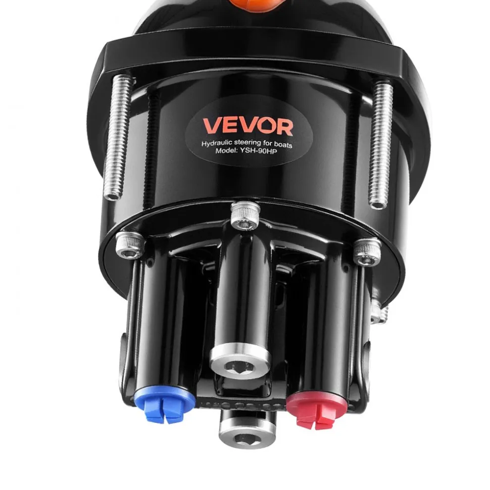 VEVOR Hydraulic Steering Kit, 90 HP, Marine Boat Hydraulic Steering System, with 6.9 MPa/1000 psi Helm Pump, Two-Way Lock Cylinder, and 20 ft High-Strength Hoses, for Single Station, Single-Engine Use