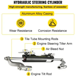VEVOR Hydraulic Steering Kit, 300HP Hydraulic Steering Compact Cylinder, Hydraulic Outboard Steering Kit with Helm Pump for Boat Marine Steering System