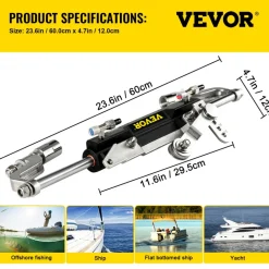 VEVOR Hydraulic Steering Kit, 300HP Hydraulic Steering Compact Cylinder, Hydraulic Outboard Steering Kit with Helm Pump for Boat Marine Steering System
