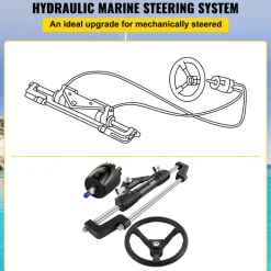 VEVOR Hydraulic Steering Kit 300HP, Hydraulic Boat Steering Kit Helm Pump, Hydraulic Boat Steering Kit Without Hydraulic Steering Hose for Boat Steering System