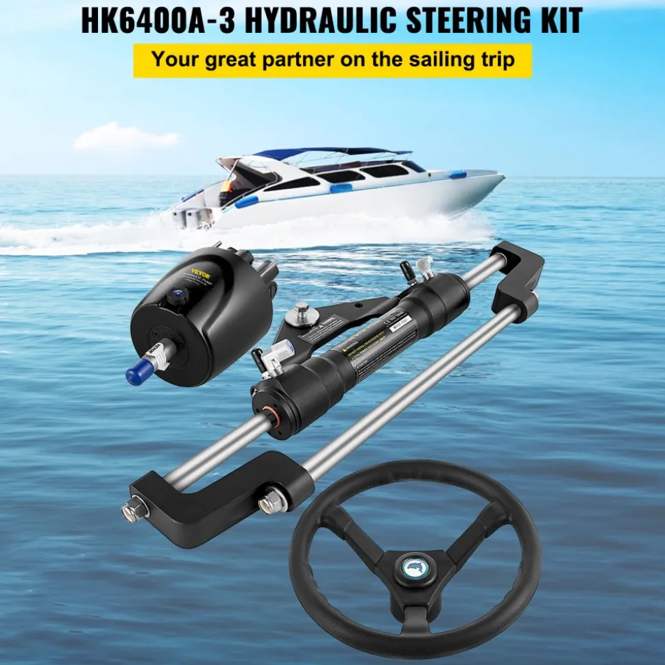 VEVOR Hydraulic Steering Kit 300HP, Hydraulic Boat Steering Kit Helm Pump, Hydraulic Boat Steering Kit Without Hydraulic Steering Hose for Boat Steering System