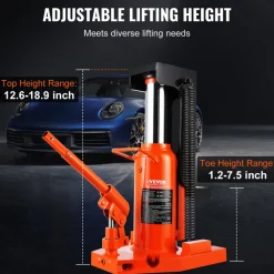 VEVOR Hydraulic Toe Jack, 10 Ton On Toe Toe Jack Lift, 20 Ton On Top Lift Capacity Machine Jack, 1.2-7.5 in Toe Height, 12.6-18.9 in Top Height, Air Hydraulic Claw Jack for Machinery, Industry