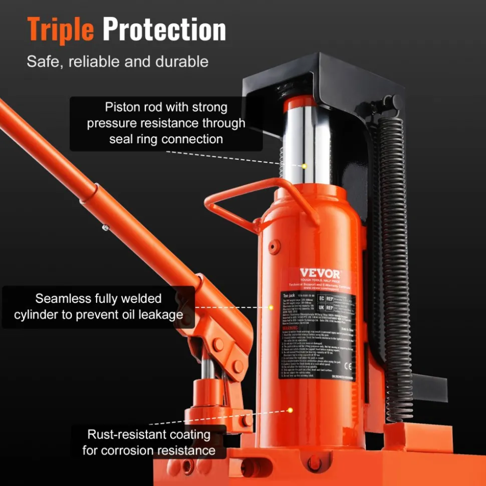 VEVOR Hydraulic Toe Jack, 10 Ton On Toe Toe Jack Lift, 20 Ton On Top Lift Capacity Machine Jack, 1.2-7.5 in Toe Height, 12.6-18.9 in Top Height, Air Hydraulic Claw Jack for Machinery, Industry