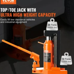 VEVOR Hydraulic Toe Jack, 10 Ton On Toe Toe Jack Lift, 20 Ton On Top Lift Capacity Machine Jack, 1.2-7.5 in Toe Height, 12.6-18.9 in Top Height, Air Hydraulic Claw Jack for Machinery, Industry