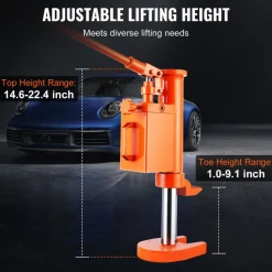 VEVOR Hydraulic Toe Jack, 5 Ton On Toe Toe Jack Lift, 10 Ton On Top Lift Capacity Machine Jack, 1.0-9.1 in Toe Height, 14.6-22.4 in Top Height, 360° Rotatable Claw Jack for Machinery, Industry