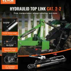 VEVOR Hydraulic Top Link Cat. 2-2(8-5/16 in, 19-11/16~28 in), Hydraulic Cylinder with 2 Hoses & G3/8