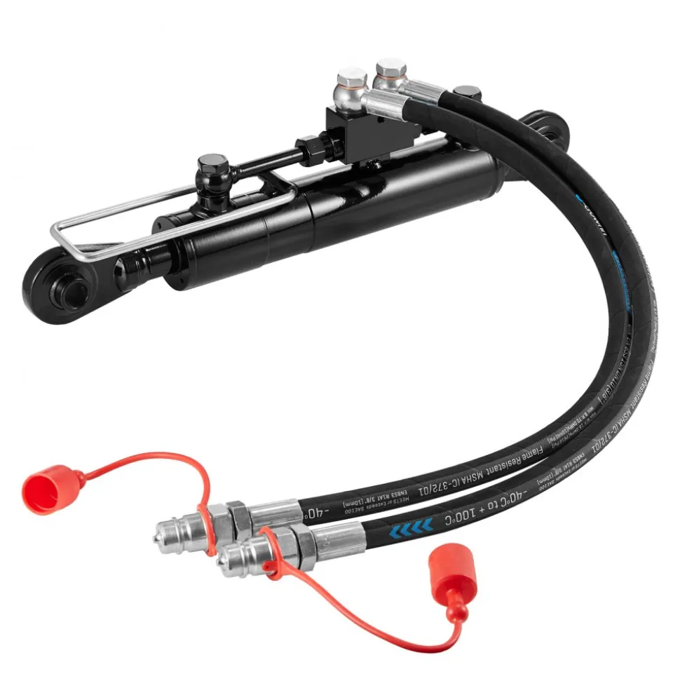 VEVOR Hydraulic Top Link Cat.1-1 (8-1/4 in, 18-1/8~26-3/8 in ), Hydraulic Cylinder with 2 Hoses & G3/8" Check Valve