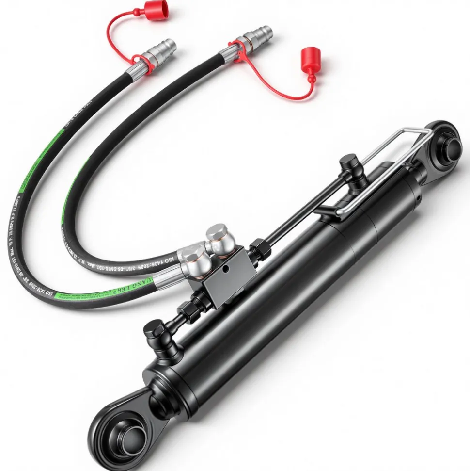 VEVOR Hydraulic Top Link Cat. 2-2 (11 in Stroke, 22-7/16 in to 33-7/16 in), Max 2900PSI Hydraulic Cylinder with 2 Hoses & G3/8" Check Valves for Tractors