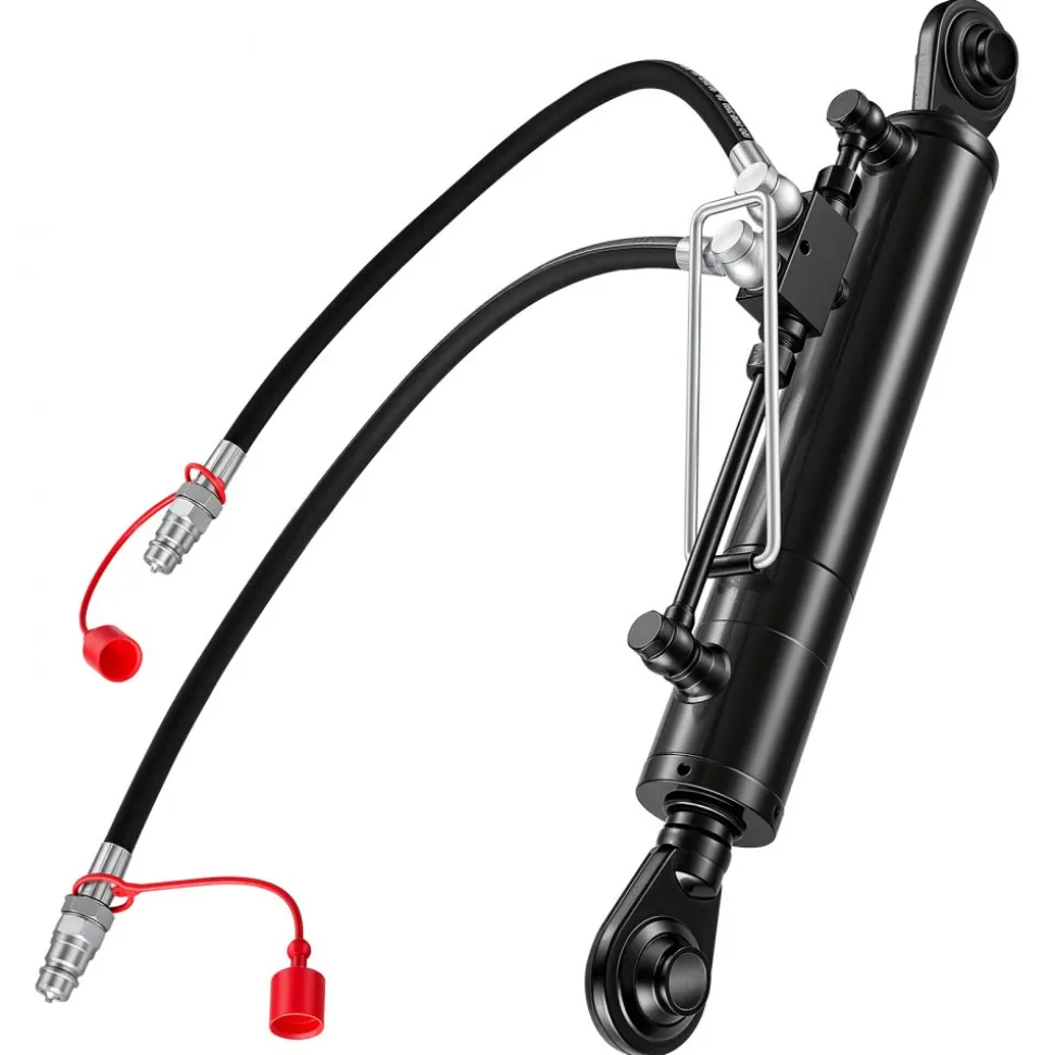 VEVOR Hydraulic Top Link Cat. 2-2 (11 in Stroke, 22-7/16 in to 33-7/16 in), Max 2900PSI Hydraulic Cylinder with 2 Hoses & G3/8" Check Valves for Tractors