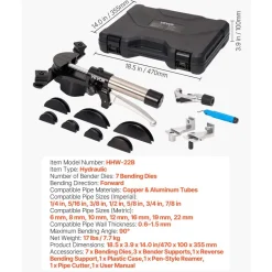 VEVOR Hydraulic Tubing Bender Kit, 1/4 to 7/8 Inch, Copper Tube Pipe Bender, Forward/Reverse HVAC Bending Tool Set, with 7 Aluminium Alloy Dies, for HVAC Air Conditioning Refrigeration Auto Repair