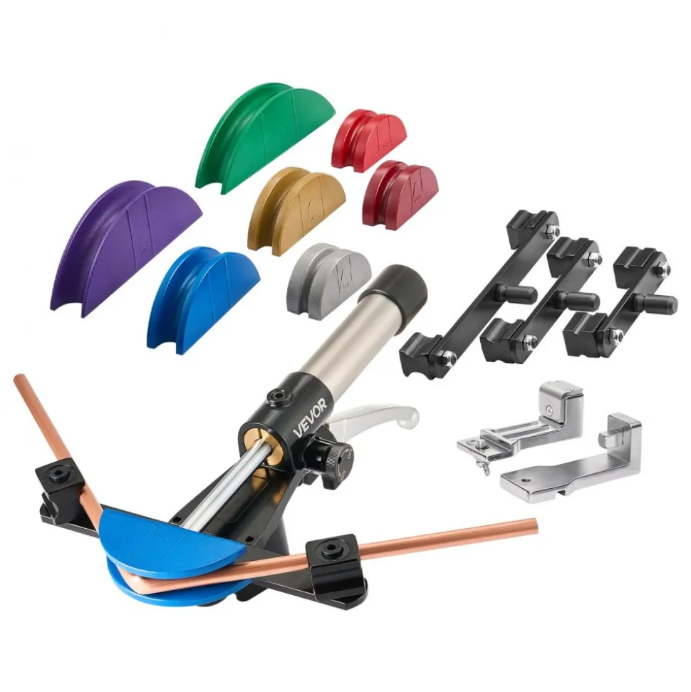 VEVOR Hydraulic Tubing Bender Kit, 1/4 to 7/8 Inch, Copper Tube Pipe Bender, Forward/Reverse HVAC Bending Tool, with 7 Color Aluminium Alloy Dies, for HVAC Air Conditioning Refrigeration Auto Repair