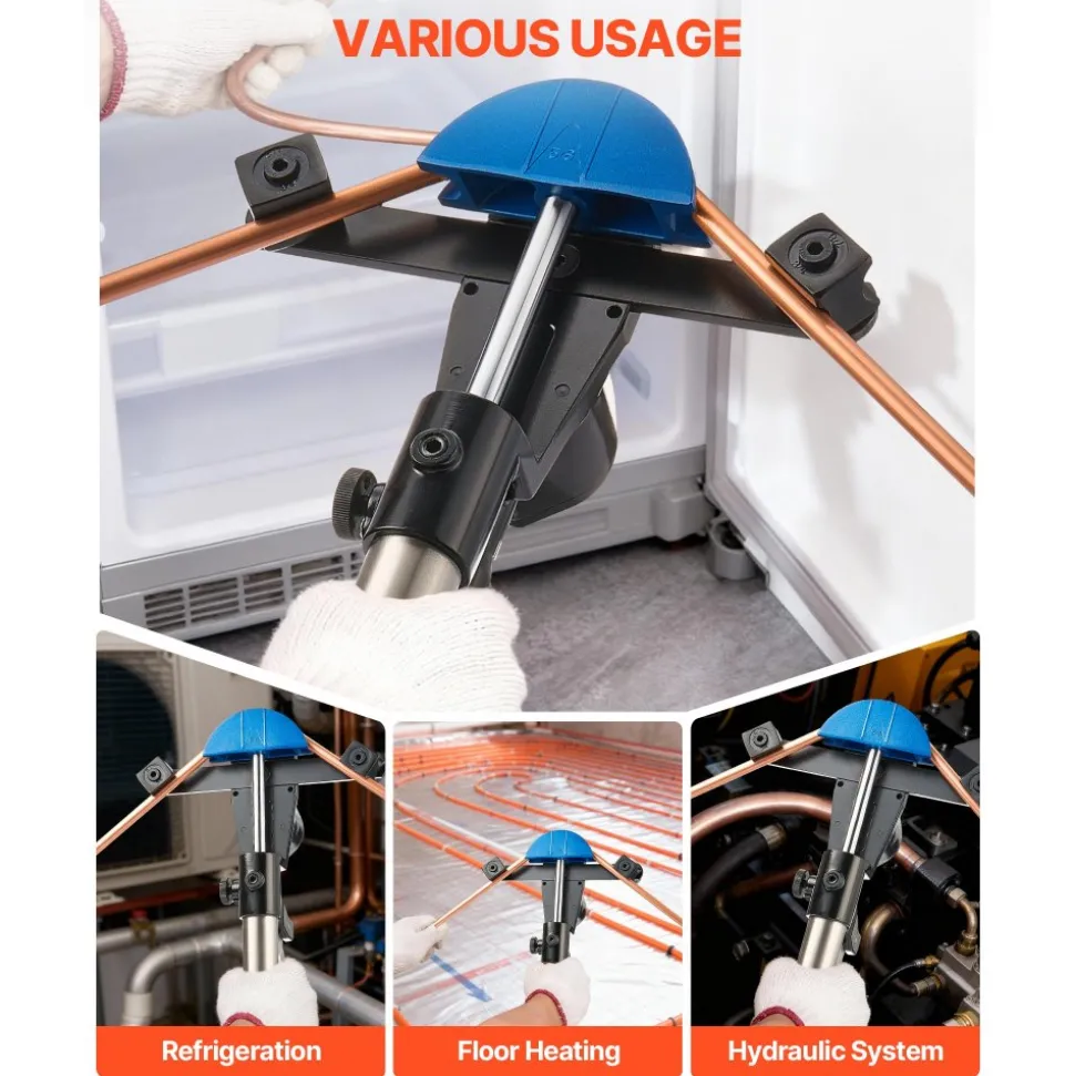 VEVOR Hydraulic Tubing Bender Kit, 1/4 to 7/8 Inch, Copper Tube Pipe Bender, Forward/Reverse HVAC Bending Tool, with 7 Color Aluminium Alloy Dies, for HVAC Air Conditioning Refrigeration Auto Repair