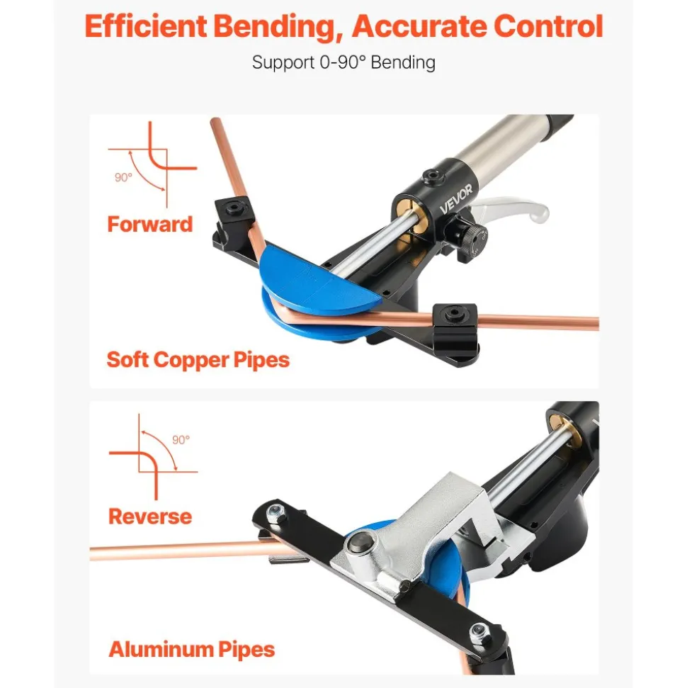 VEVOR Hydraulic Tubing Bender Kit, 1/4 to 7/8 Inch, Copper Tube Pipe Bender, Forward/Reverse HVAC Bending Tool, with 7 Color Aluminium Alloy Dies, for HVAC Air Conditioning Refrigeration Auto Repair