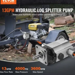 VEVOR Hydraulic Wood Log Splitter Pump Kit, 13 GPM, 2 Stage 4000 PSI Aluminum Hydraulic Gear Pump, with Coupling Installation Base 1/2'' NPT Outlet 3600 RPM, for Small Engine Mounting Log Splitter