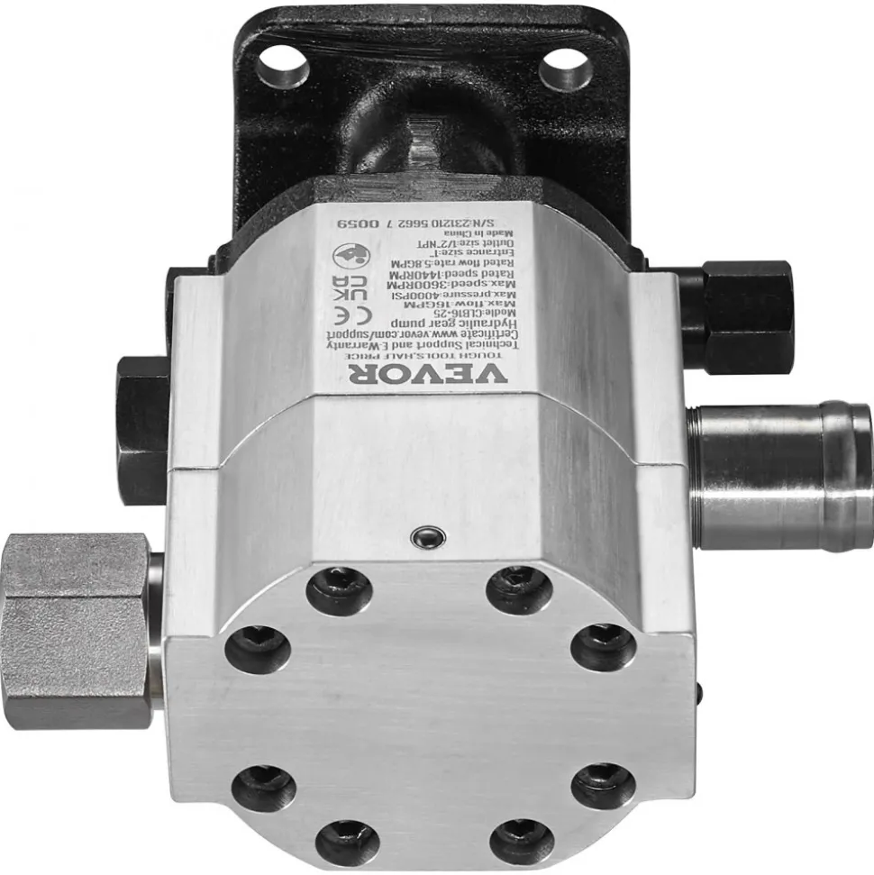 VEVOR Hydraulic Wood Log Splitter Pump Kit, 16 GPM, 2 Stage 4000 PSI Aluminum Hydraulic Gear Pump, with Valve 1'' Inlet 1/2'' NPT Outlet 3600 RPM, for Small Engine Mounting Log Splitters