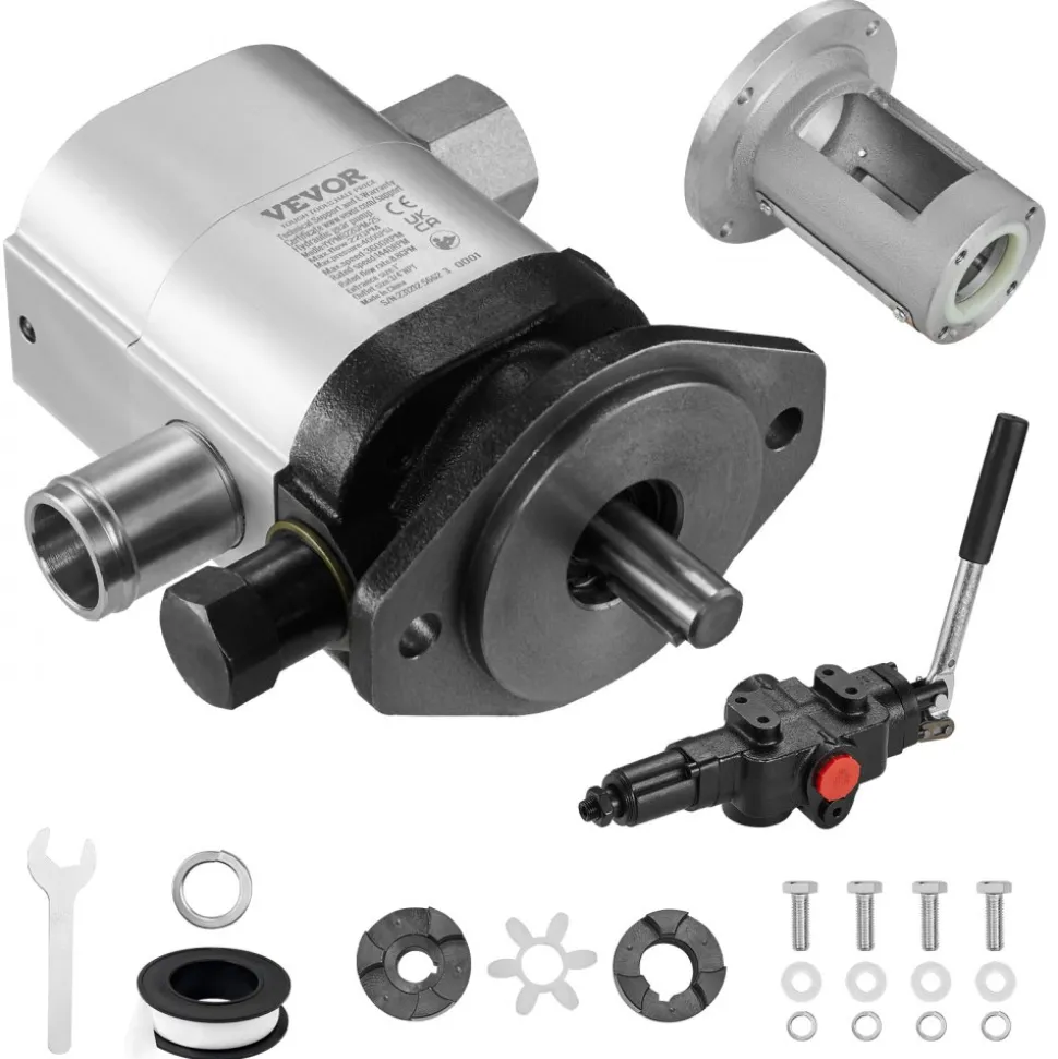VEVOR Hydraulic Wood Log Splitter Pump Kit, 22GPM, 2 Stage 4000PSI Aluminum Hydraulic Gear Pump, with Valve Coupling Installation Base 3/4'' NPT Outlet 3600 RPM, for Small Engine Mounting Log Splitter