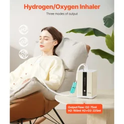 VEVOR Hydrogen Inhalation Machine, 99.99% High Purity Hydrogen Inhaler, HO-Separated 225ml/min (150 H+75 O) Dual Port Hydrogen Oxygen Inhaler, Hydrogen-Rich Water Generator for Home Travel