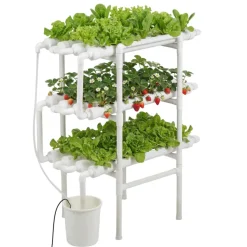 VEVOR Hydroponics Growing System Kit, 3-Tier 90 Sites UPVC Pipe Hydroponic Grow Kit with Timed Irrigation, Sun & Light Blocking Pipes, Indoor Home Garden Vegetable Planting Grow Kits for Fruit Herb
