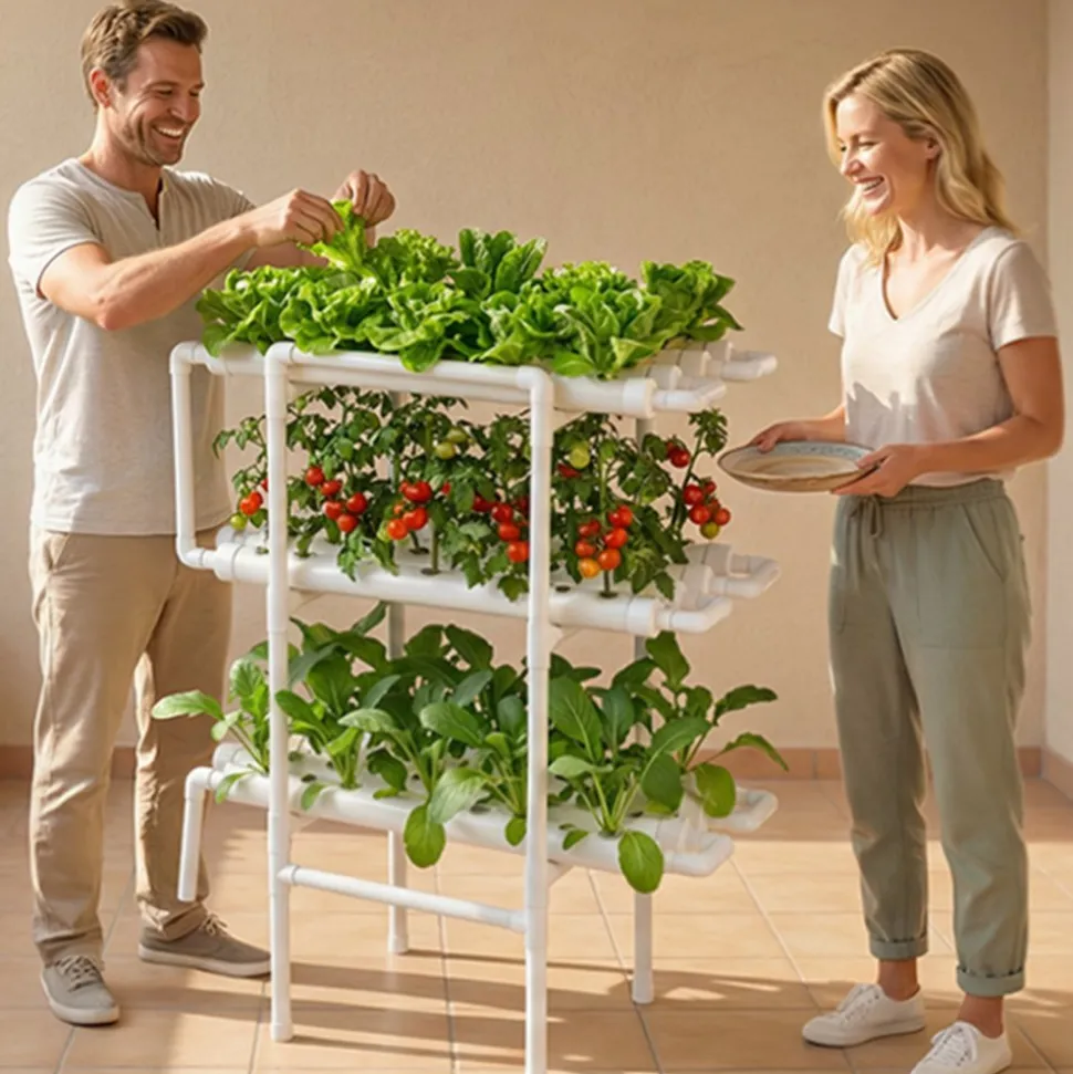 VEVOR Hydroponics Growing System Kit, 3-Tier 90 Sites UPVC Pipe Hydroponic Grow Kit with Timed Irrigation, Sun & Light Blocking Pipes, Indoor Home Garden Vegetable Planting Grow Kits for Fruit Herb
