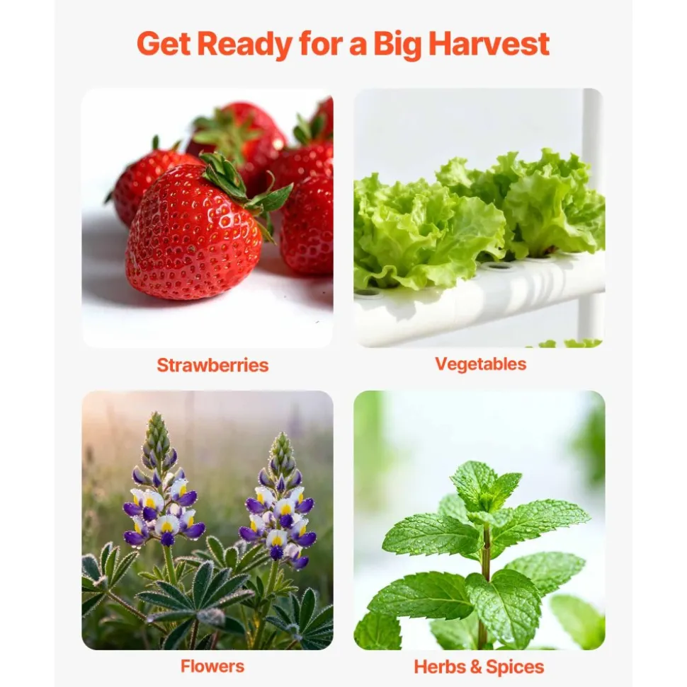 VEVOR Hydroponics Growing System Kit, 1-Tier 36 Sites UPVC Pipe Hydroponic Grow Kit with Timed Irrigation, Sun & Light Blocking Pipes, Indoor Home Garden Vegetable Planting Grow Kits for Fruit Herb