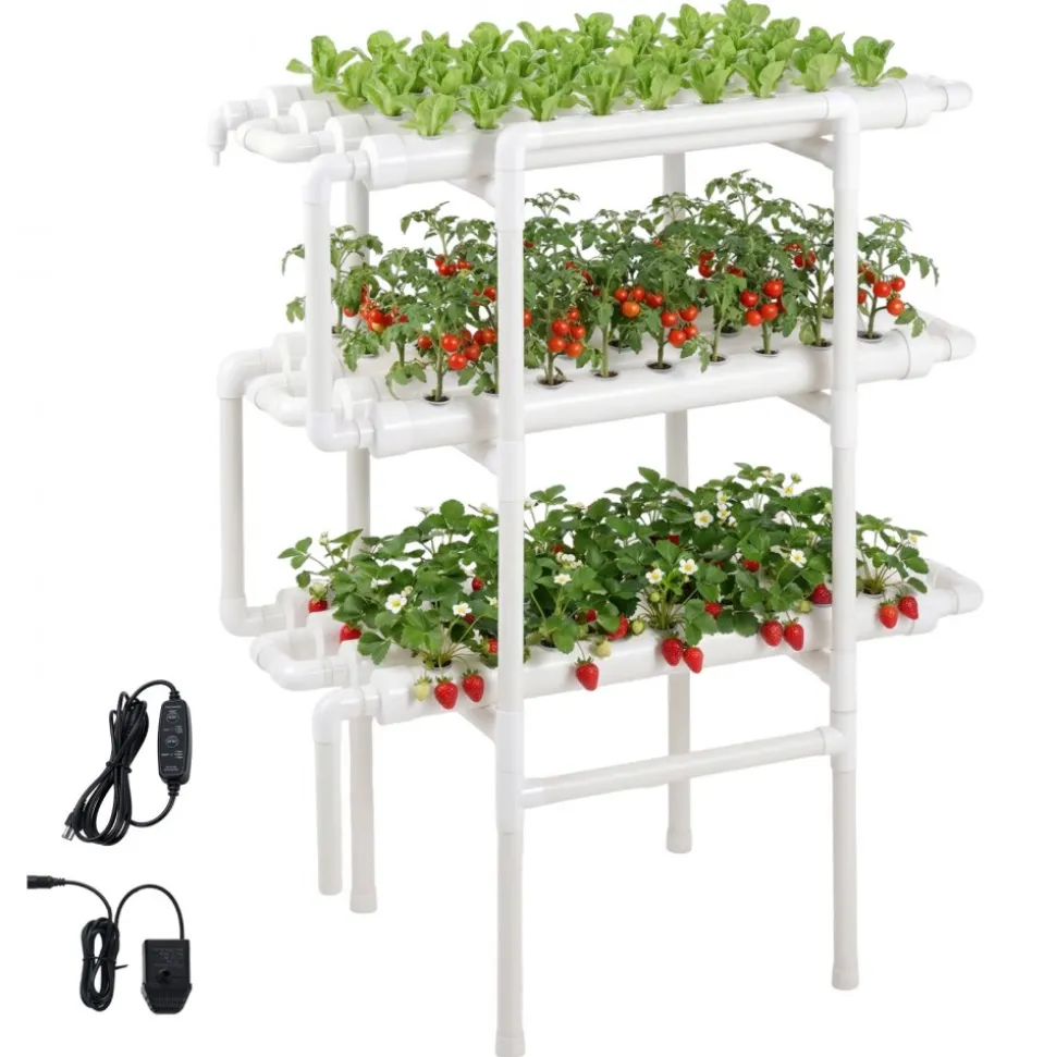 VEVOR Hydroponics Growing System Kit, 1-Tier 36 Sites UPVC Pipe Hydroponic Grow Kit with Timed Irrigation, Sun & Light Blocking Pipes, Indoor Home Garden Vegetable Planting Grow Kits for Fruit Herb