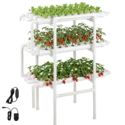 VEVOR Hydroponics Growing System Kit, 1-Tier 36 Sites UPVC Pipe Hydroponic Grow Kit with Timed Irrigation, Sun & Light Blocking Pipes, Indoor Home Garden Vegetable Planting Grow Kits for Fruit Herb