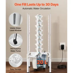 VEVOR Hydroponic Tower, 45 Pods 9 Tiers Hydroponics Growing System Kit with LED Grow Light, App Control & Casters, Vertical Home Garden with 20L Water Tank & Pump for Indoor Herbs, Fruits, Vegetables