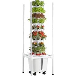 VEVOR Hydroponic Tower, 45 Pods 9 Tiers Hydroponics Growing System Kit with LED Grow Light, App Control & Casters, Vertical Home Garden with 20L Water Tank & Pump for Indoor Herbs, Fruits, Vegetables