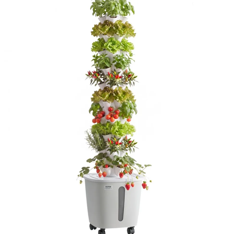 VEVOR Hydroponic Tower, 50 Pods 10 Tiers Hydroponics Growing System Kit with App Control & Casters, Vertical Home Garden with 20L Water Tank & Pump, Planter for Indoor Herbs, Fruits and Vegetables