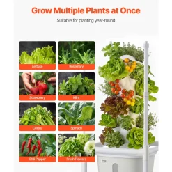 VEVOR Hydroponic Tower, 30 Pods 6 Tiers Hydroponics Growing System Kit with LED Grow Light & App Control, Vertical Home Garden with 20L Water Tank & Pump, Planter for Indoor Herbs, Fruits, Vegetables
