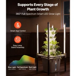 VEVOR Hydroponic Tower, 30 Pods 6 Tiers Hydroponics Growing System Kit with LED Grow Light & App Control, Vertical Home Garden with 20L Water Tank & Pump, Planter for Indoor Herbs, Fruits, Vegetables