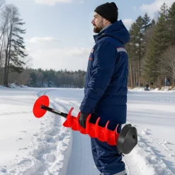 VEVOR Ice Auger Drill Bit, 8in Diameter 39in Length, Cordless Nylon Ice Fishing Augers With Extra 13.4in Extension Rod, Drill Adapter, Top Plate and Blade Guard