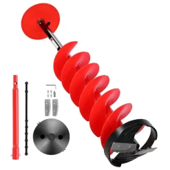 VEVOR Ice Auger Drill Bit, 8in Diameter 39in Length, Cordless Nylon Ice Fishing Augers With Extra 13.4in Extension Rod, Drill Adapter, Top Plate and Blade Guard