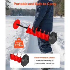 VEVOR Ice Auger Drill Bit, 8in Diameter 39in Length, Cordless Nylon Ice Fishing Augers With Extra 13.4in Extension Rod, Drill Adapter, Top Plate and Blade Guard