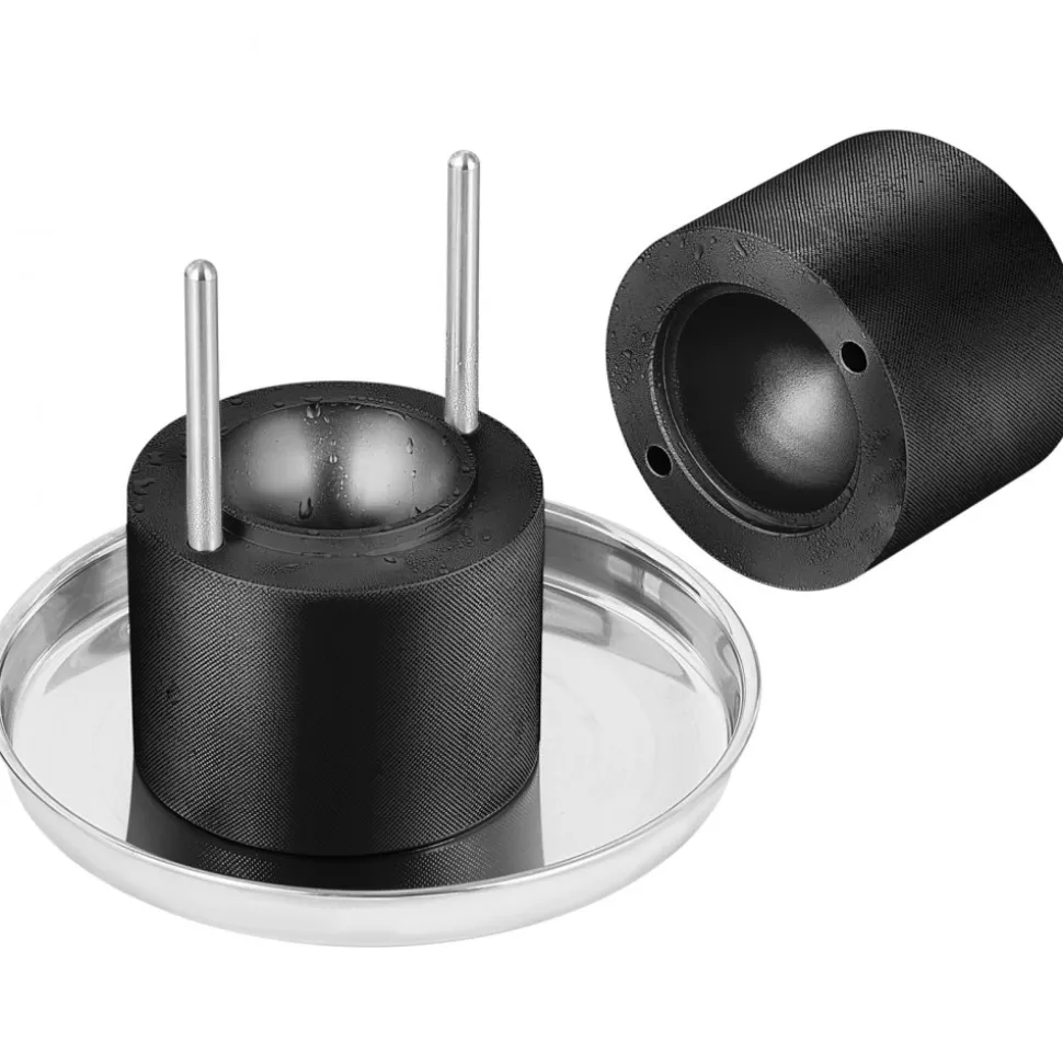VEVOR Ice Ball Press, 2.4" Ice Ball Maker, Aircraft Al Alloy Ice Ball Press Kit for 60mm Ice Sphere, Ice Press with Tong and Drip Tray, for Whiskey, Cocktail, Bourbon, Scot on Party & Holiday, Black