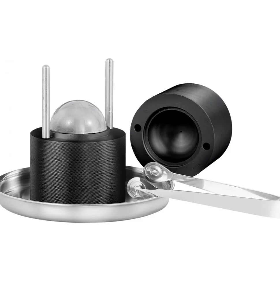 VEVOR Ice Ball Press, 2.4" Ice Ball Maker, Aircraft Al Alloy Ice Ball Press Kit for 60mm Ice Sphere, Ice Press with Tong and Drip Tray, for Whiskey, Cocktail, Bourbon, Scot on Party & Holiday, Black